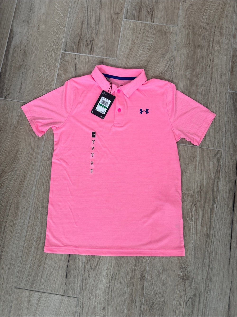 Under Armour Bright Pink Polo with Navy Logo - Kids